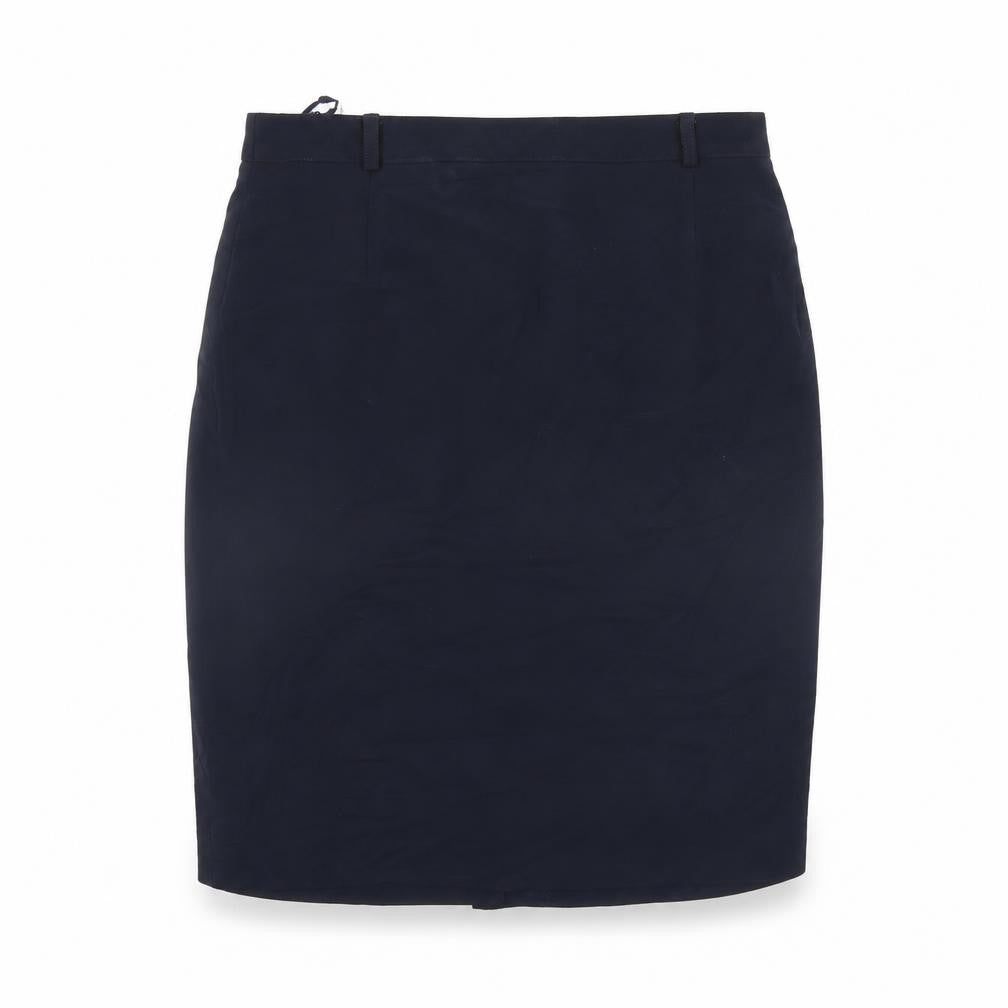 Front view of Marcona women’s blue mini skirt, size UK 14