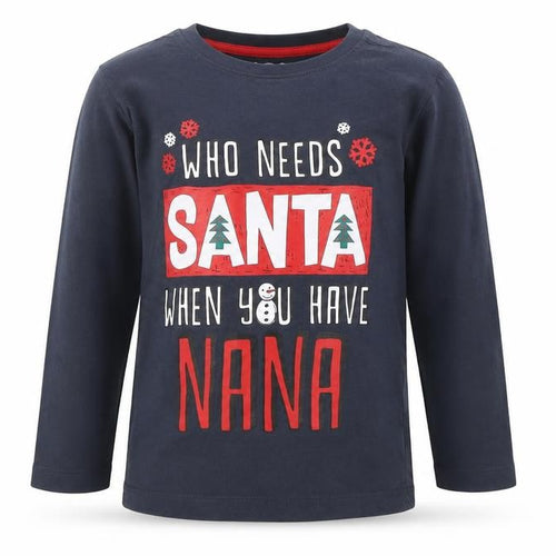 Nutmeg Boys Blue   Basic T-Shirt Size 5-6 Years  - Who Needs Santa When You Have Nana