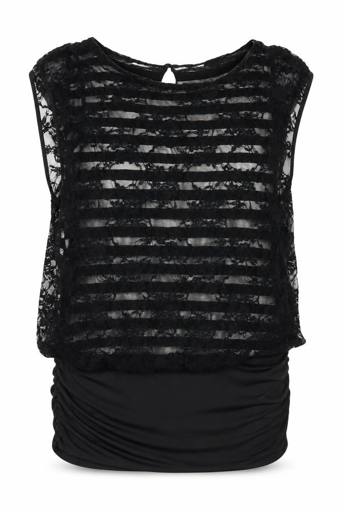 Tink & Funk Womens Black Striped  Basic Blouse Size S