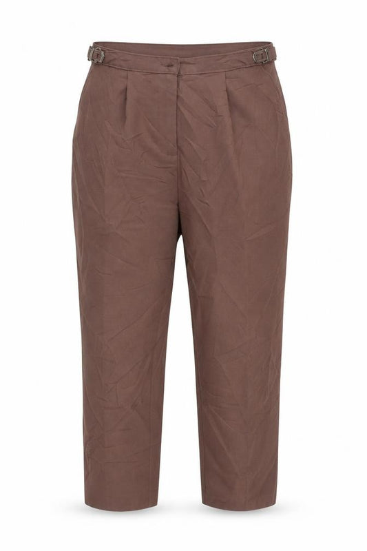 Front view of Damart women’s brown trousers, size UK 18, 25-inch leg