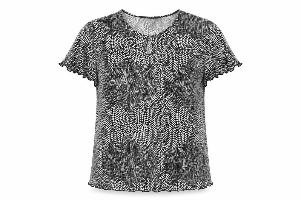 Forever Womens Black Animal Print  Basic Blouse Size L