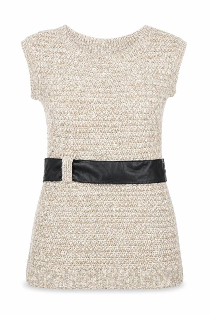 Front view of Pilot women’s beige knit jumper, size L