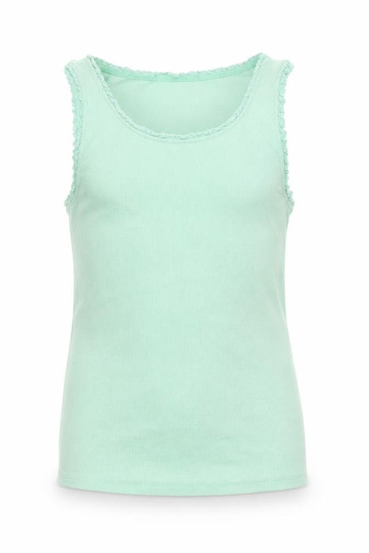 Front view of Next girls’ green basic tank, size 10, years
