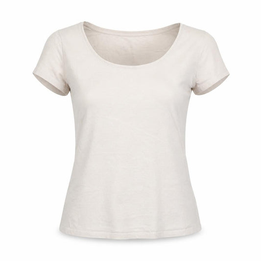 Front view of H&M women’s beige basic blouse, size M