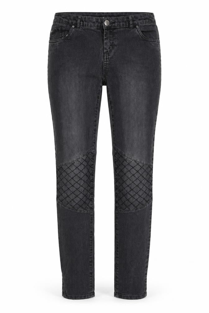 Front view of Walk and Talk women’s black straight jeans, size UK 38, 29-inch leg