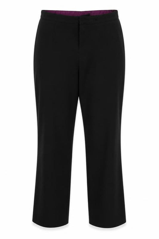 Front view of CMD women’s black trousers, size UK 14, 31-inch leg
