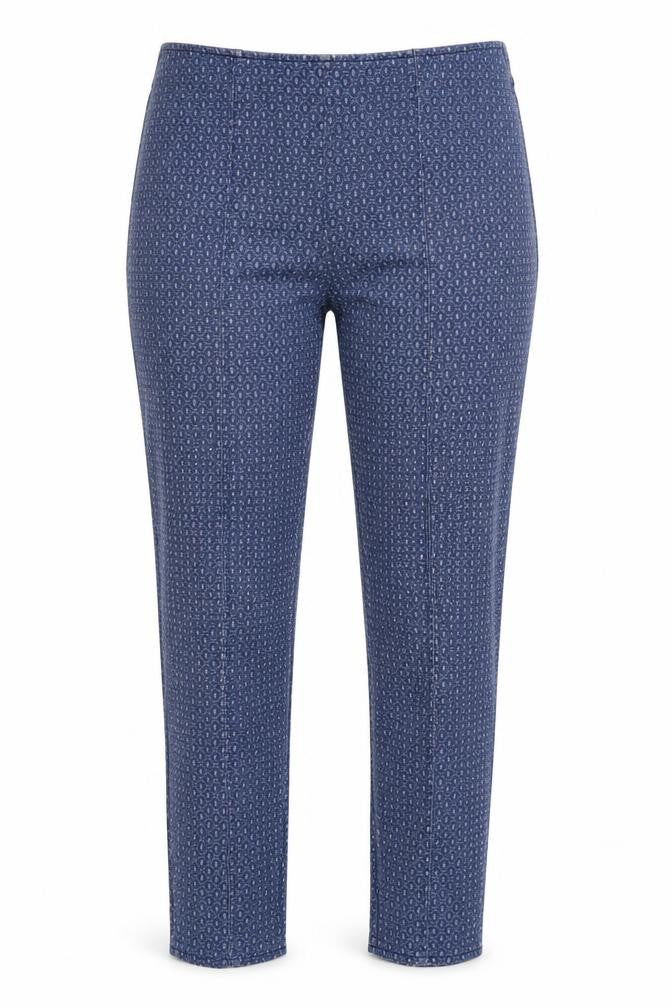 Front view of Atmosphere women’s blue argyle/diamond capri trousers, size UK 10, 28-inch leg