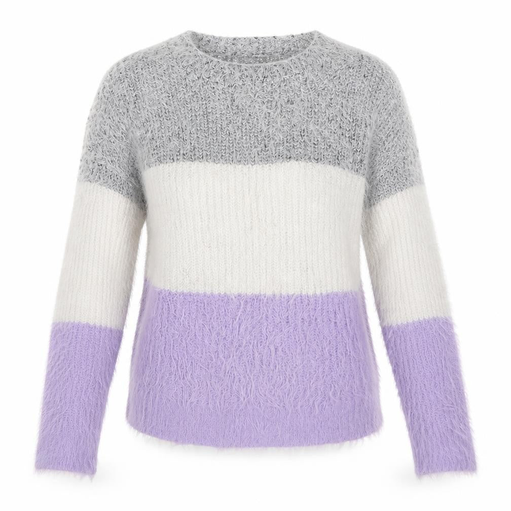 Front view of Primark women’s purple knit jumper, size UK 10