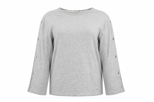 Front view of Boohoo women’s grey jumper, size UK 12