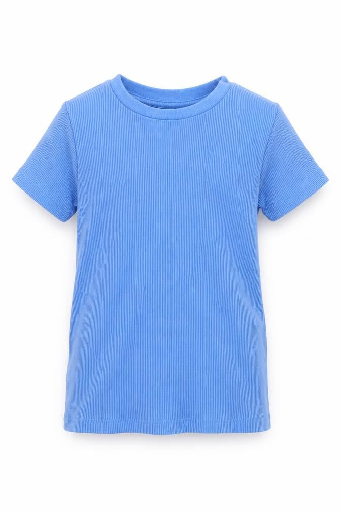 Front view of Next girls’ blue basic t-shirt, size 2-3, years