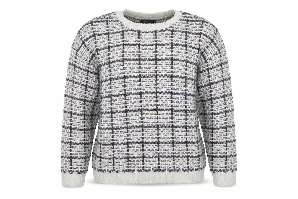 Front view of QED London women’s blue knit jumper, size L