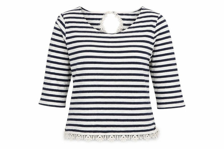 Pull&Bear Womens Blue Striped  Basic T-Shirt Size S