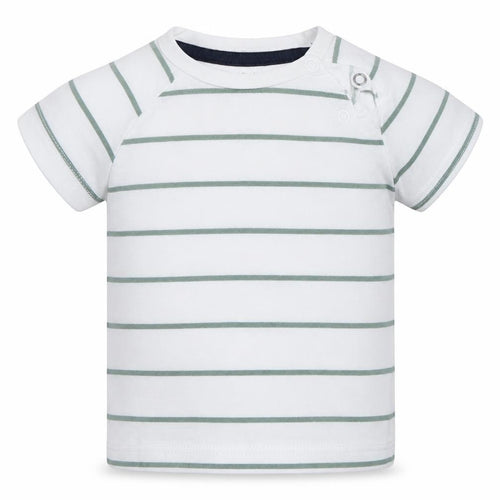 F&F Boys White Striped  Basic T-Shirt Size 3-6 Months  - Green Stripes