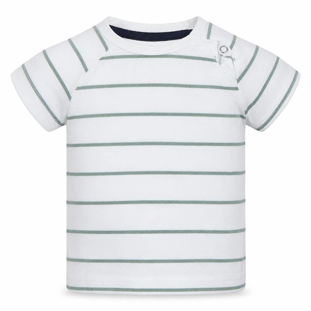 F&F Boys White Striped  Basic T-Shirt Size 3-6 Months  - Green Stripes