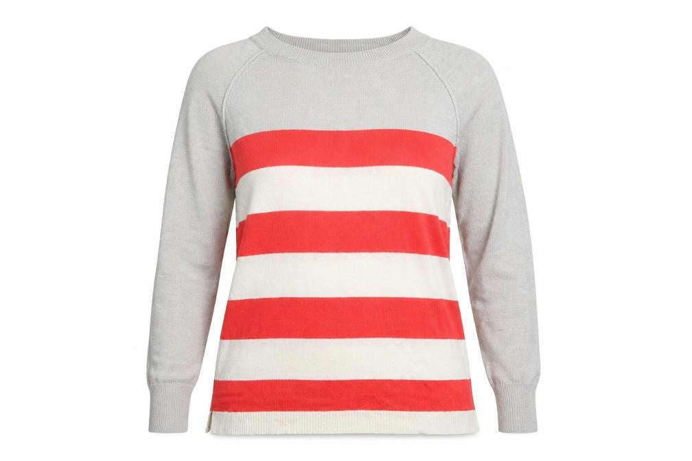 Front view of Papaya women’s multicoloured striped pullover sweatshirt, size UK 10