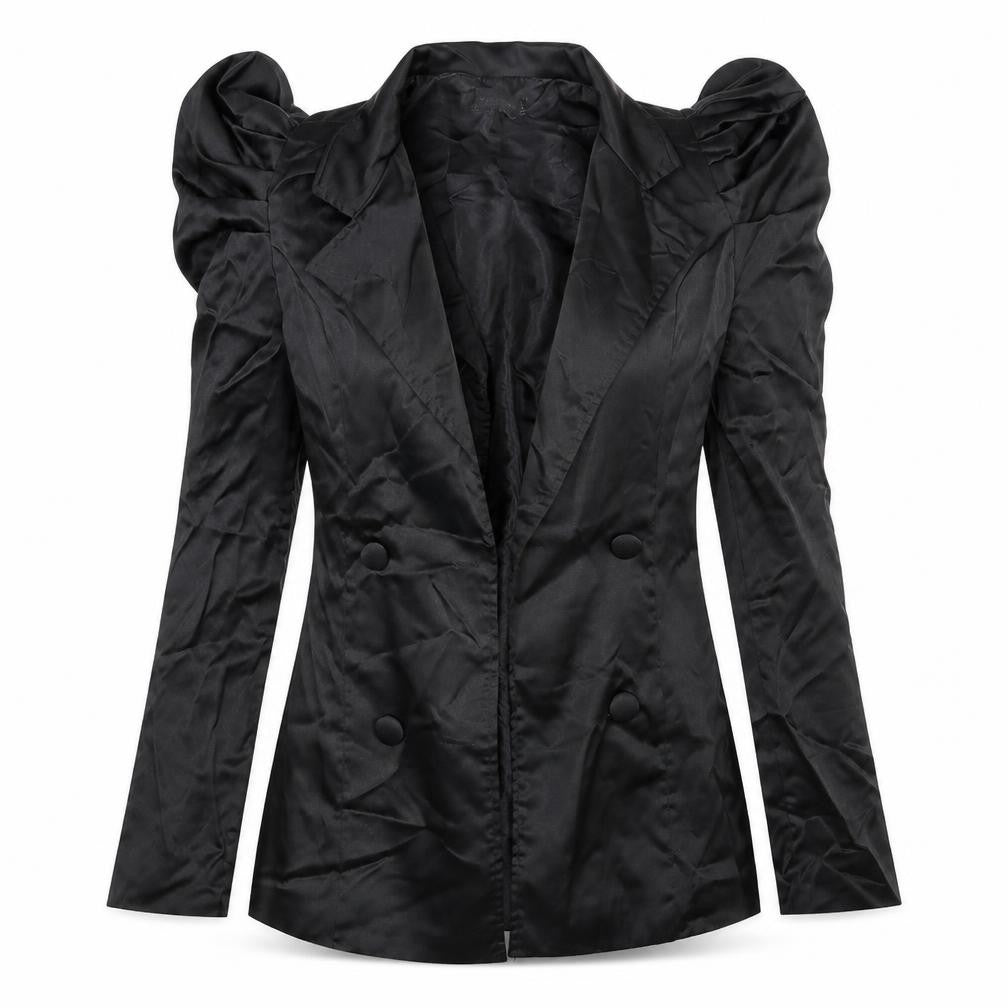 Front view of PRETTYLITTLETHING women’s black jacket blazer, size UK 6