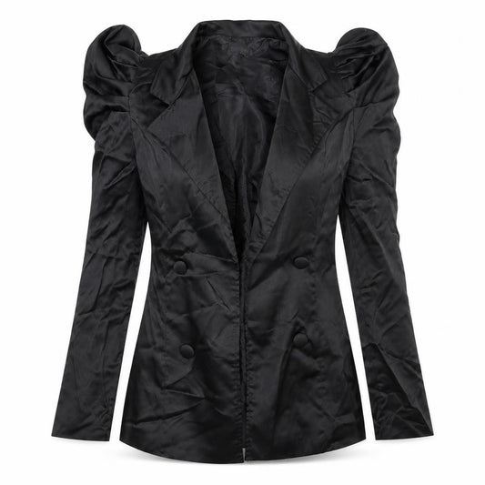 Front view of PRETTYLITTLETHING women’s black jacket blazer, size UK 6