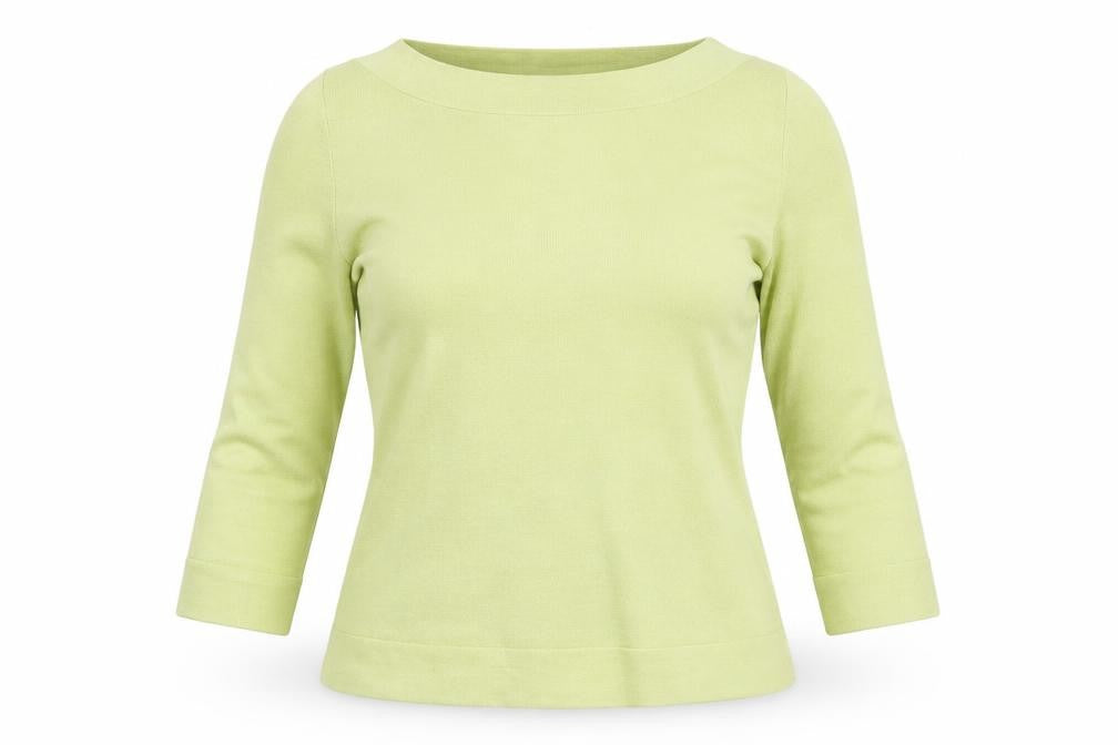 Front view of Marks & Spencer women’s green pullover sweatshirt, size UK 12