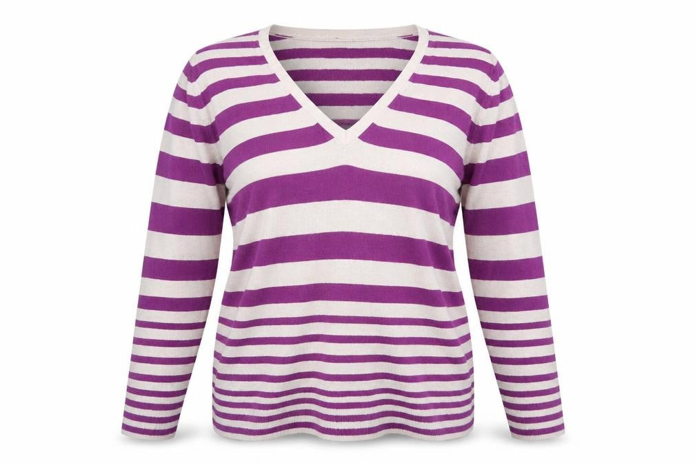 Front view of Preworn women’s multicoloured striped jumper one size