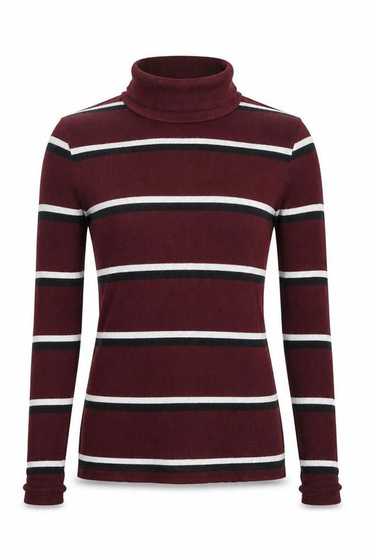 Front view of Brave Soul women’s multicoloured striped jumper, size M