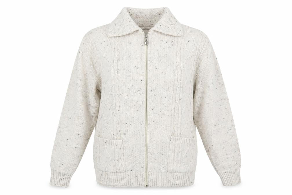 Front view of Blush women’s ivory full zip jumper one size