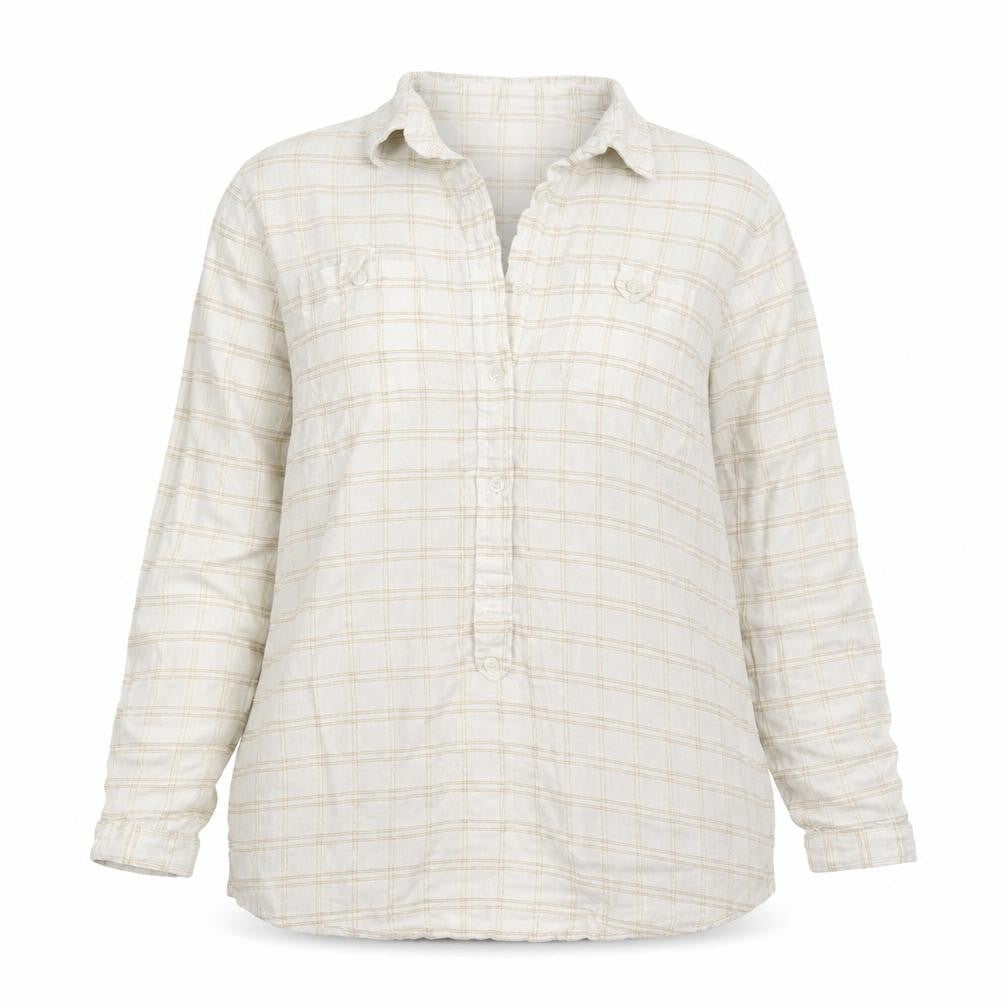 M&Co Womens Ivory Check  Basic Button-Up Size 16