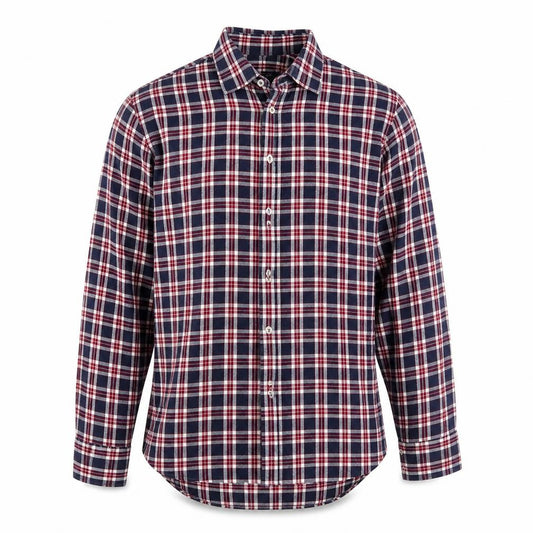 Front view of Herringbone men’s multicoloured check button-up one size