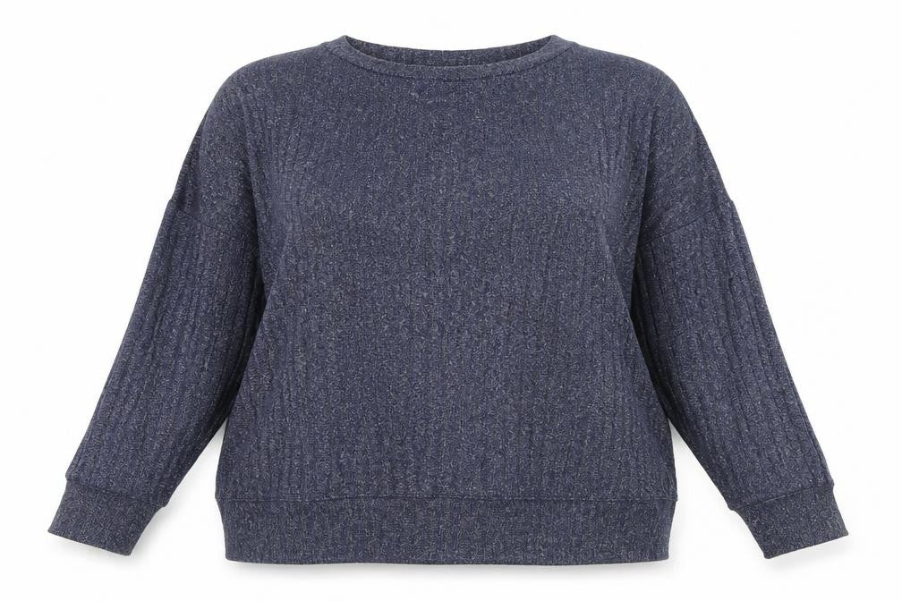 Front view of Marks & Spencer women’s blue pullover sweatshirt, size UK 20