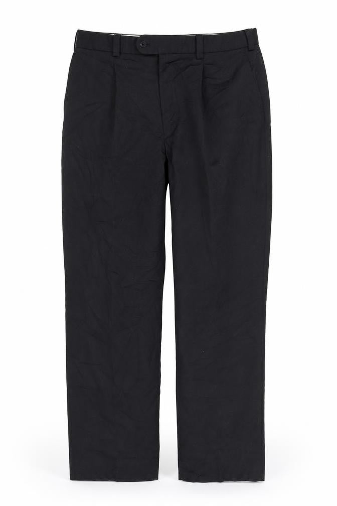 Front view of Oakman men’s black trousers, size 36, in, 28-inch leg