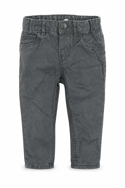 Front view of H&M boys’ grey denim jogger jeans, size 12-18, months