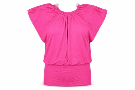 Front view of Select women’s pink basic t-shirt, size UK 10
