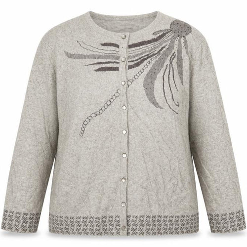lin Womens Beige Geometric  Cardigan Jumper Size XL