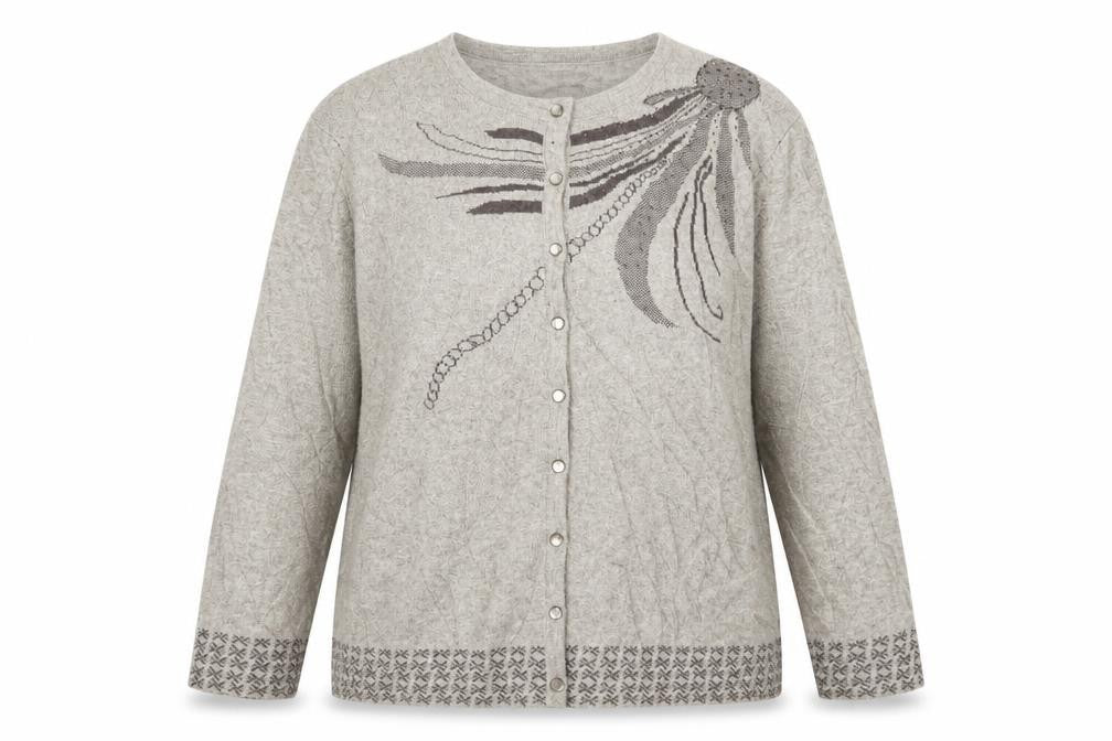 lin Womens Beige Geometric  Cardigan Jumper Size XL