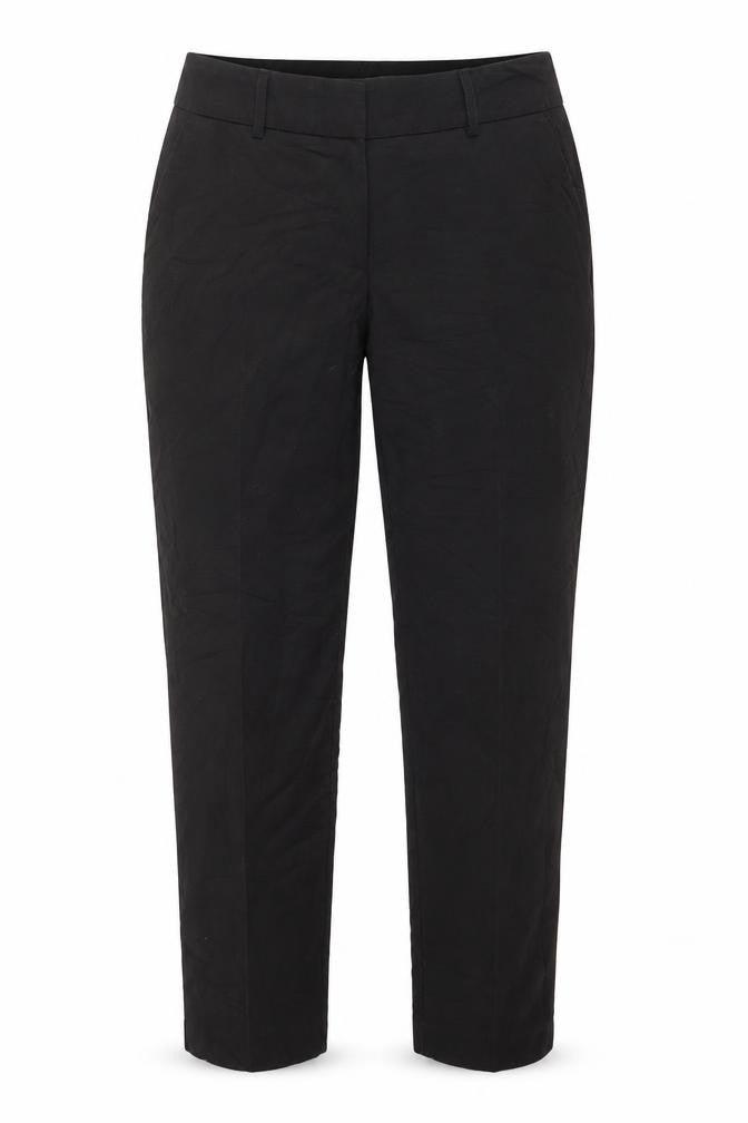 Front view of Preworn women’s black trousers, size UK 8, 26-inch leg