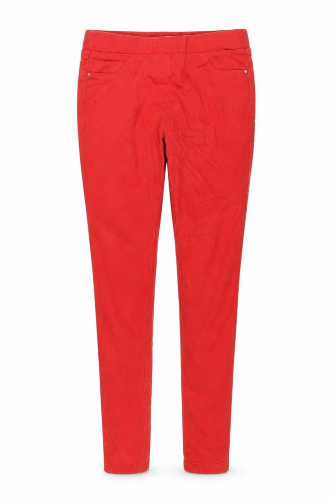 Front view of Tu women’s red denim jegging jeans, size UK 10, 30-inch leg