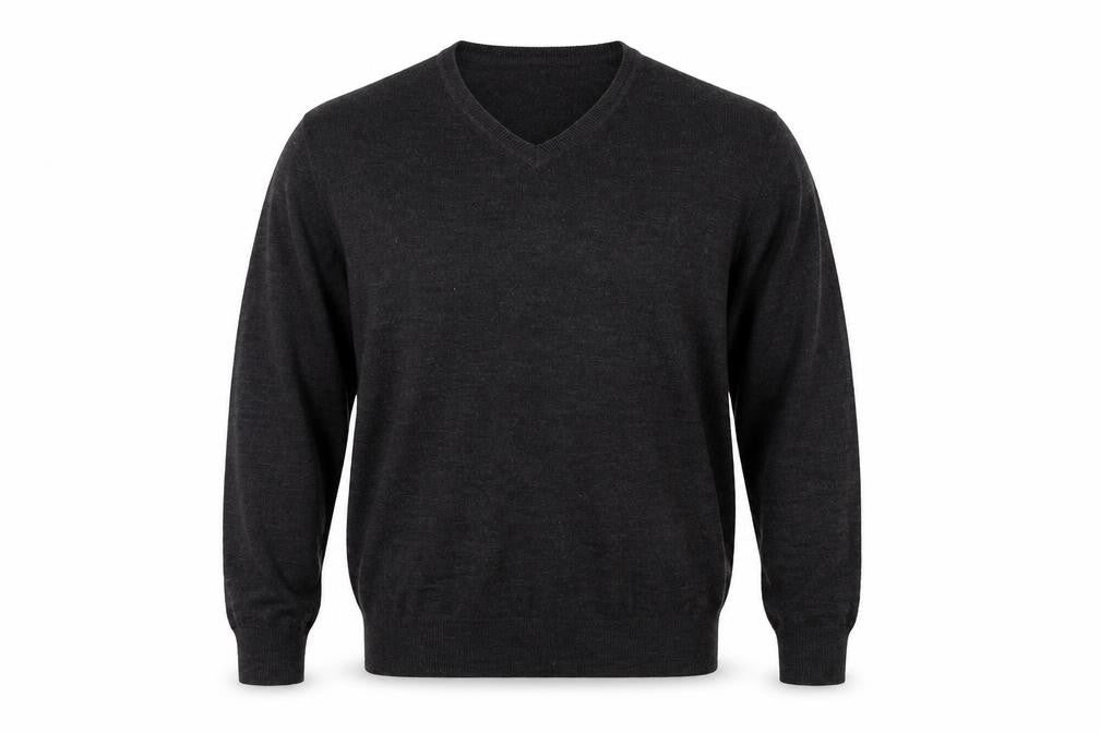 Front view of Easy men’s grey jumper, size XL