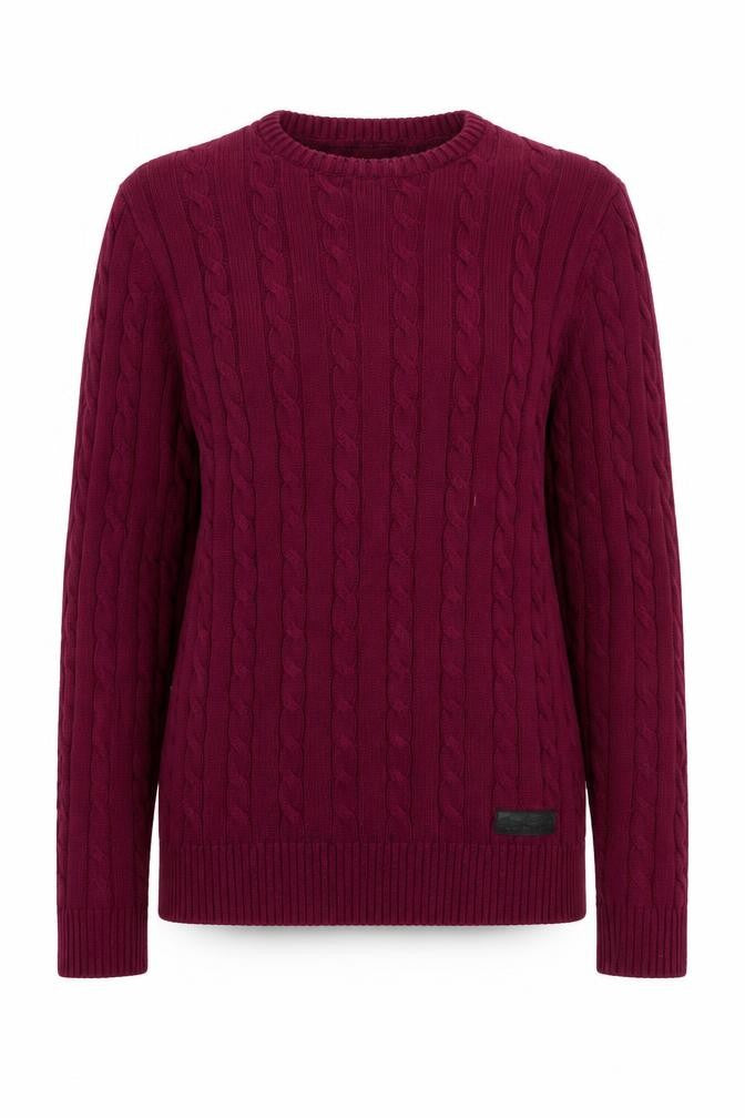 Front view of Bernard Weatherhill women’s purple knit jumper, size S