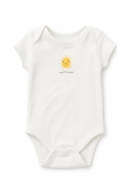 Front view of Primark Baby White Babygrow One-Piece, size 0-3, Months