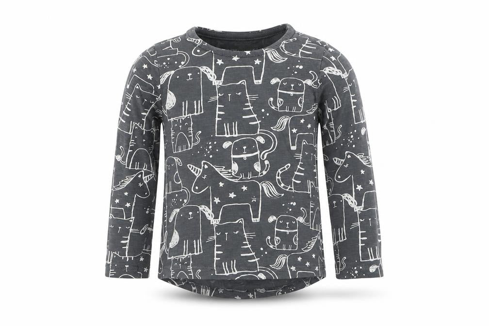 Front view of F&F girls’ grey basic t-shirt, size 12-18, months