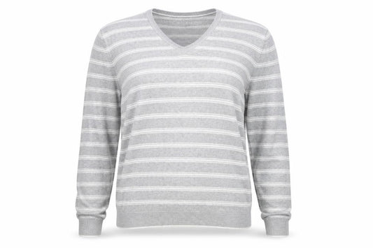 Front view of Gap women’s grey striped jumper, size XL