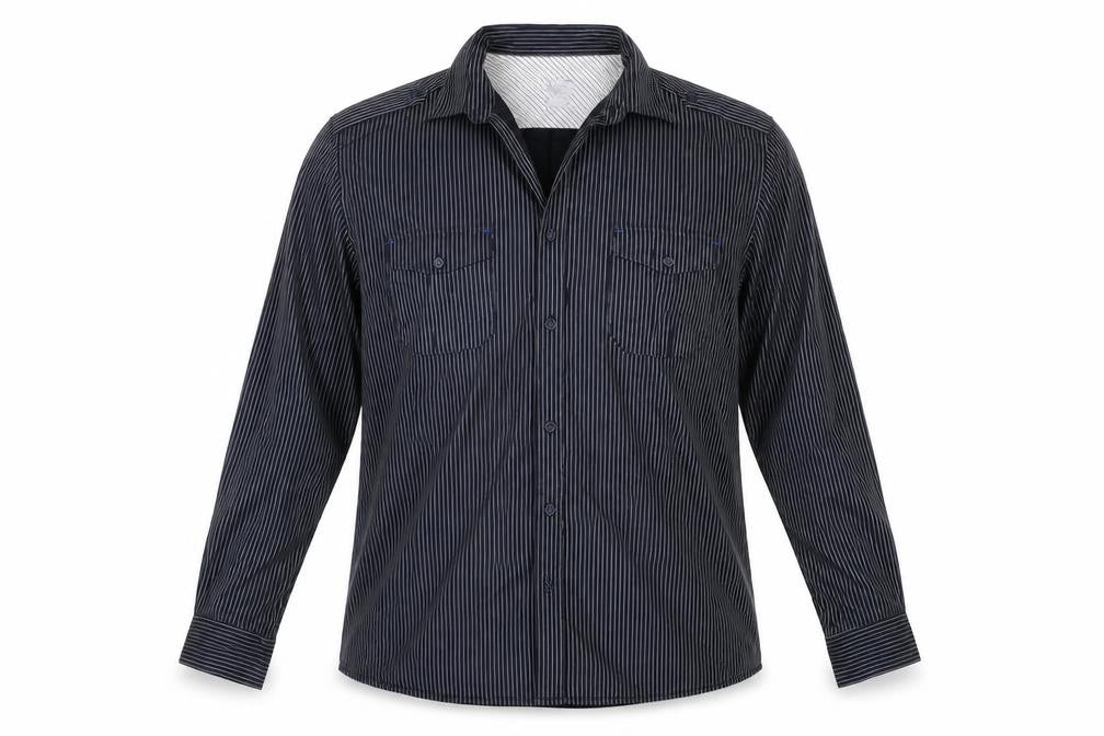 Front view of Next men’s black polka dot button-up, size XL