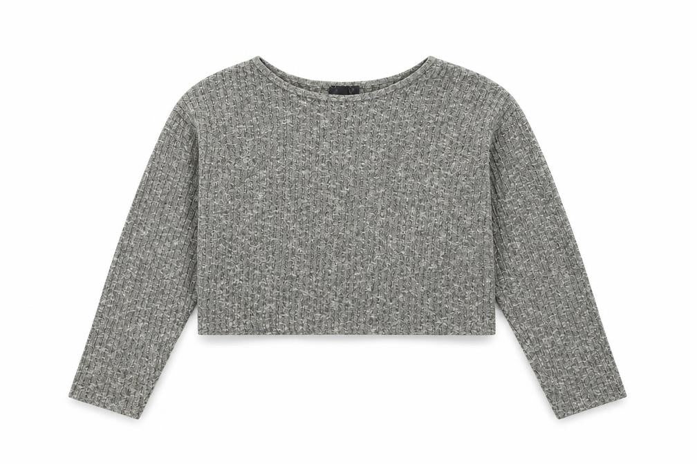 Front view of Topshop women’s grey jumper, size UK 8