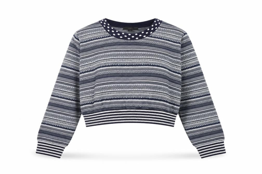 Front view of JULIE women’s green geometric jumper, size M