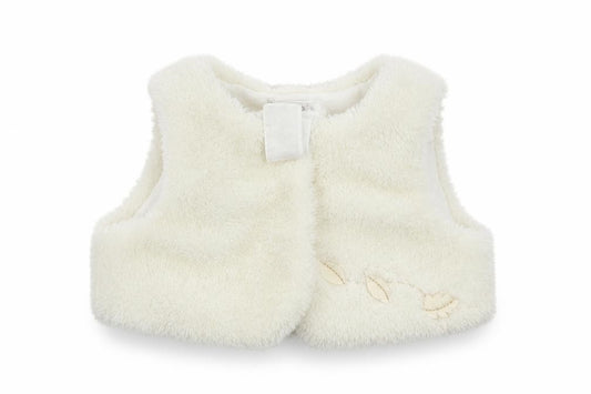 Front view of COCO girls’ white jacket, size 3-6, months