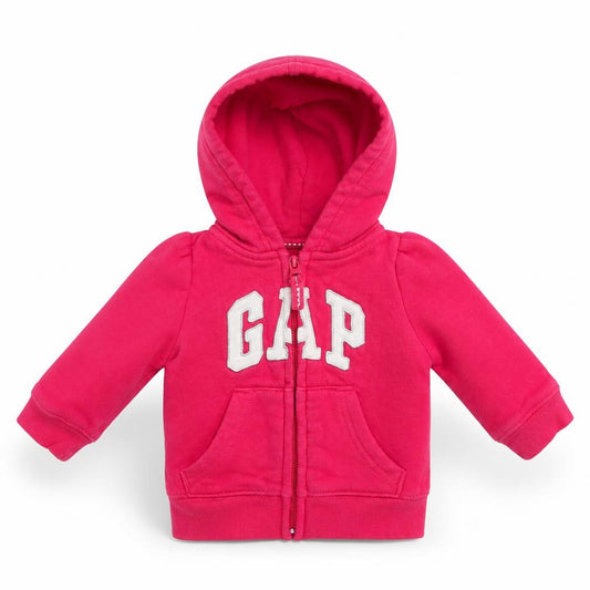 Front view of Gap girls’ pink jacket, size 3-6, months