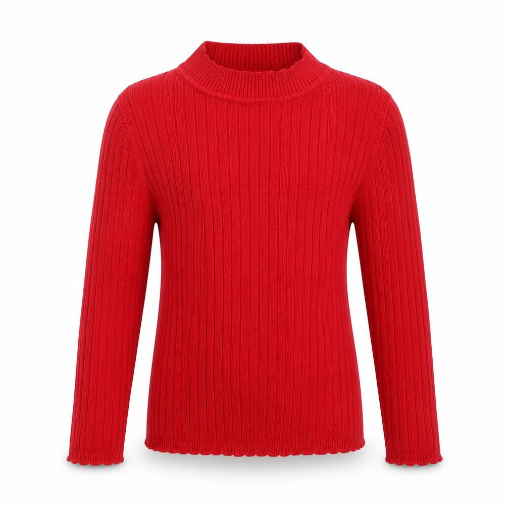 Front view of Tu girls’ red knit jumper, size 2-3, years