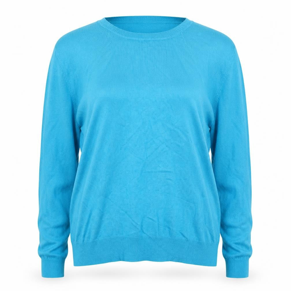 Front view of George women’s blue knit jumper, size UK 14
