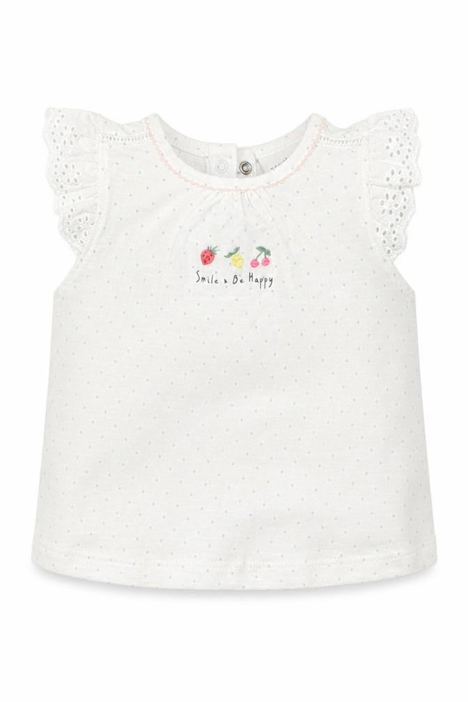 NEXT Girls White Polka Dot  Basic T-Shirt Size 0-3 Months  - Smile & Be Happy