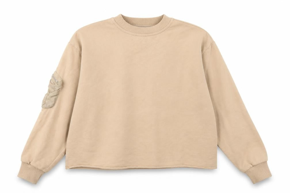 Front view of River Island girls’ beige pullover sweatshirt, size 11-12, years - studio couture paris