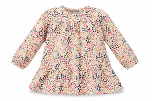 Front view of Preworn girls’ pink floral trapeze & swing, size 3-6, months